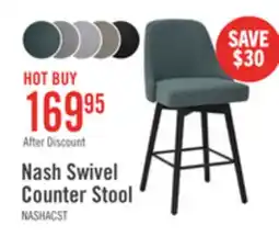 The Brick Nash Counter-Height Stool with Swivel Seat & Polyester Fabric, 26.5H, Wood & Metal - Blue offer