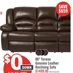The Brick Toreno 86 Genuine Leather Power Reclining Sofa - Grey offer