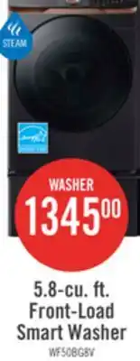 The Brick Samsung 5.8 Cu. Ft. Front-Load Steam Washer - Black Stainless Steel - Stackable - WF50BG8300AVUS offer