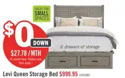 The Brick Levi Platform Storage Bed with Headboard & Frame, Wooden, Drift Grey - Queen Size offer