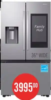 The Brick Samsung 36 30 Cu. Ft. Full Depth French-Door with Family Hub Refrigerator offer