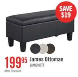 The Brick James 39.25 Faux Leather Storage Ottoman - Black offer