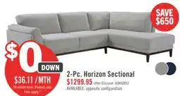 The Brick Horizon 2-Piece Right-Facing Fabric Sectional with Wood Base and Legs - Grey offer