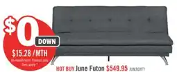The Brick June 73.2 Linen-Look Fabric Klik Klak Futon with Metal Legs and Tufting - Grey offer