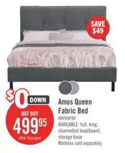 The Brick Amos Upholstered Platform Bed in Charcoal Fabric with Tufted Headboard - Queen Size offer