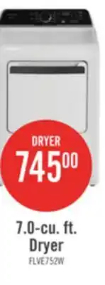 The Brick Frigidaire 7 Cu. Ft. Electric Dryer - White - FLVE752CBW offer