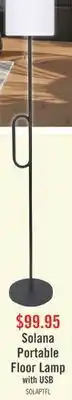 The Brick Solana 64 Modern Metal Acrylic Portable Indoor/Outdoor Floor Lamp with USB Port - Black offer