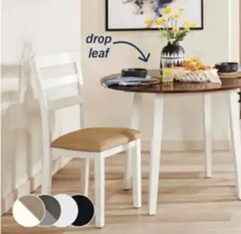 The Brick Bryn 3pc Dining Package with 42 Drop-Leaf Table & 2 Chairs, Fabric -Two-Tone White & Brown offer