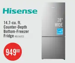 The Brick Hisense 27.7 14.7 Cu. Ft. Bottom-Mount Refrigerator - Titanium - RB15A2CSE offer