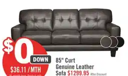 The Brick Curt 85 Genuine Leather Sofa with Button Tufting - Grey offer