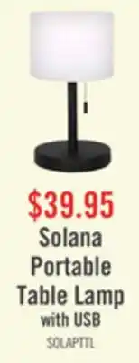 The Brick Solana 11 Modern Metal Acrylic Portable Indoor/Outdoor Table Lamp with USB Port - Black offer