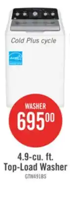 The Brick GE 4.9 Cu. Ft. Top Load Agitator Washer - White - GTW491BMRWS offer