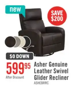 The Brick Asher 31.5 Genuine Leather Swivel Glider Reclining Chair – Dark Brown offer