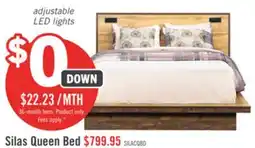 The Brick Silas Platform Bed with Headboard & Frame, LED, Rustic Brown - Queen Size offer