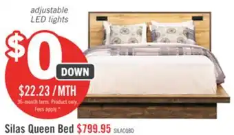 The Brick Silas Platform Bed with Headboard & Frame, LED, Rustic Brown - Queen Size offer