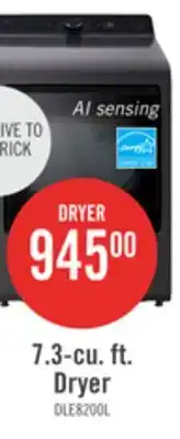 The Brick LG 7.3 Cu. Ft. Electric Dryer with AI Sensing and ThinQ - Platinum Black - DLE8200L offer