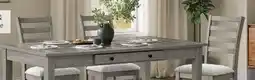 The Brick Cove 6pc Dining Table Set with Table, Bench & 4 Chairs, Storage Drawers, Melamine, 66W - Grey offer