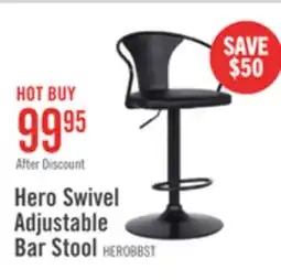 The Brick Hero Barstool with Swivel & Adjustable Seat, Vegan Leather Fabric, 23.5-32H, Metal offer