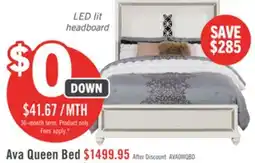 The Brick Ava Panel Bed with Headboard & Frame, LED, Glam, White - Queen Size offer