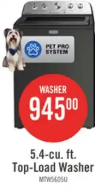 The Brick Maytag 5.5 Cu Ft. Top Load Agitator Washer with Pet Pro Option – Volcano Black - MTW5605RU offer