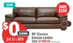 The Brick Classico 90 Genuine Leather Sofa with Wood Legs – Tobacco offer