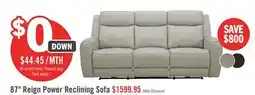 The Brick Reign 87 Top-Grain Genuine Leather Power Reclining Sofa with USB Ports - Deltona Moonshine Taupe offer