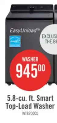 The Brick LG 5.8 Cu. Ft. Smart Top-Load Washer with EasyUnload and AI Sensing - Platinum Black - WT8200CL offer