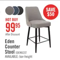 The Brick Eden Counter-Height Stool with Linen-Look Fabric, 25H, Metal - Grey offer