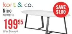 The Brick Kort & Co. Nico 51 Modern Oval Coffee Table - White Sinetered Stone with Dark Grey Metal Legs offer