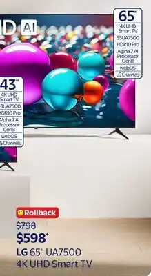 Walmart LG 65 UA7500 4K UHD Smart TV offer
