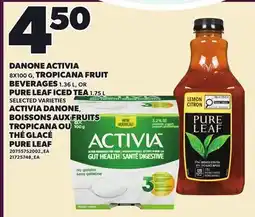 Independent City Market DANONE ACTIVIA, 8X100 G, TROPICANA FRUIT BEVERAGES, 1.36 L, OR PURE LEAF ICED TEA, 1.75 L offer
