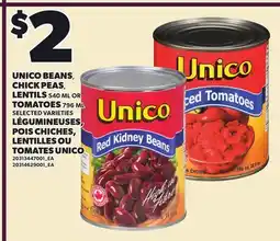 Independent City Market UNICO BEANS, CHICK PEAS, LENTILS, 540 ML OR TOMATOES, 796 ML offer