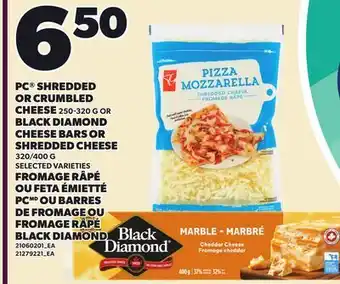 Independent City Market PC SHREDDED OR CRUMBLED CHEESE, 250-320 G OR BLACK DIAMOND CHEESE BARS OR SHREDDED CHEESE, 320/400 G offer