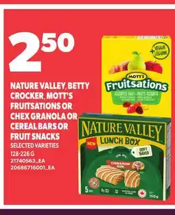 Independent City Market NATURE VALLEY, BETTY CROCKER, MOTT'S FRUITSATIONS OR CHEX GRANOLA OR CEREAL BARS OR FRUIT SNACKS offer