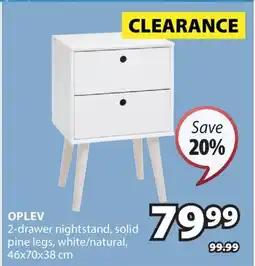 JYSK OPLEV 2-drawer nightstand offer
