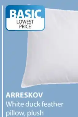 JYSK ARRESKOV White duck feather pillow, plush offer