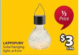 JYSK LAPPSPURV Solar hanging light offer