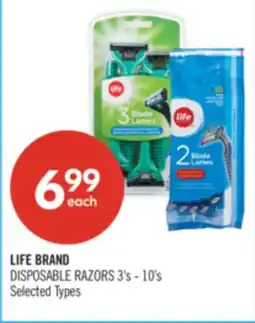 Shoppers Drug Mart LIFE BRAND DISPOSABLE RAZORS 3's - 10's offer