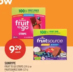 Shoppers Drug Mart SUNRYPE FRUIT TO GO STRIPS (24's) or FRUITSOURCE BAR (12's) offer