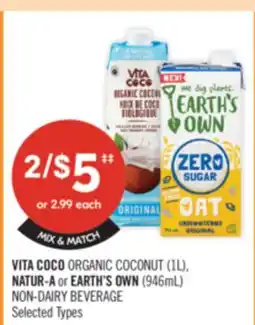 Shoppers Drug Mart VITA COCO ORGANIC COCONUT (1L), NATUR-A or EARTH'S OWN (946mL) NON-DAIRY BEVERAGE offer