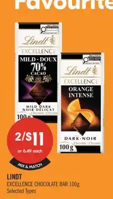 Shoppers Drug Mart LINDT EXCELLENCE CHOCOLATE BAR offer