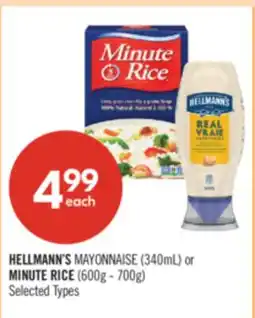 Shoppers Drug Mart HELLMANN'S MAYONNAISE (340mL) or MINUTE RICE (600g - 700g) offer