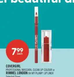 Shoppers Drug Mart COVERGIRL PROFESSIONAL MASCARA, CLEAN LIP COLOUR or RIMMEL LONDON OH MY PLUMP! LIP LINER offer