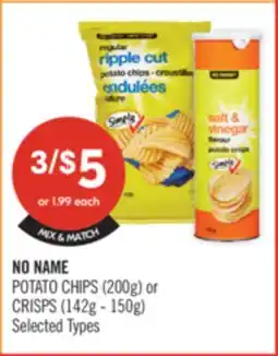 Shoppers Drug Mart NO NAME POTATO CHIPS (200g) or CRISPS (142g - 150g) offer