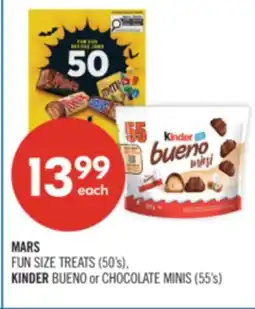 Shoppers Drug Mart MARS FUN SIZE TREATS (50's), KINDER BUENO or CHOCOLATE MINIS (55's) offer