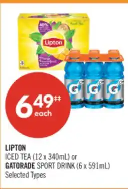 Shoppers Drug Mart LIPTON ICED TEA (12 x 340mL) or GATORADE SPORT DRINK (6 x 591mL) offer