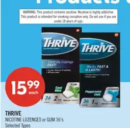 Shoppers Drug Mart THRIVE NICOTINE LOZENGES or GUM offer