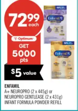 Shoppers Drug Mart ENFAMIL A+ NEUROPRO (2 x 445g) or NEUROPRO GENTLEASE (2 x 431g) INFANT FORMULA POWDER REFILL offer