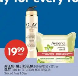 Shoppers Drug Mart AVEENO, NEUTROGENA DUO WIPES (2 × 25's) or OLAY TOTAL EFFECTS FACIAL MOISTURIZERS offer