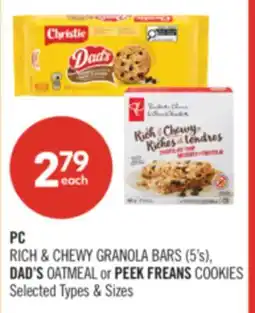 Shoppers Drug Mart PC RICH & CHEWY GRANOLA BARS (5S), S DAD'S OATMEAL or PEEK FREANS COOKIES offer